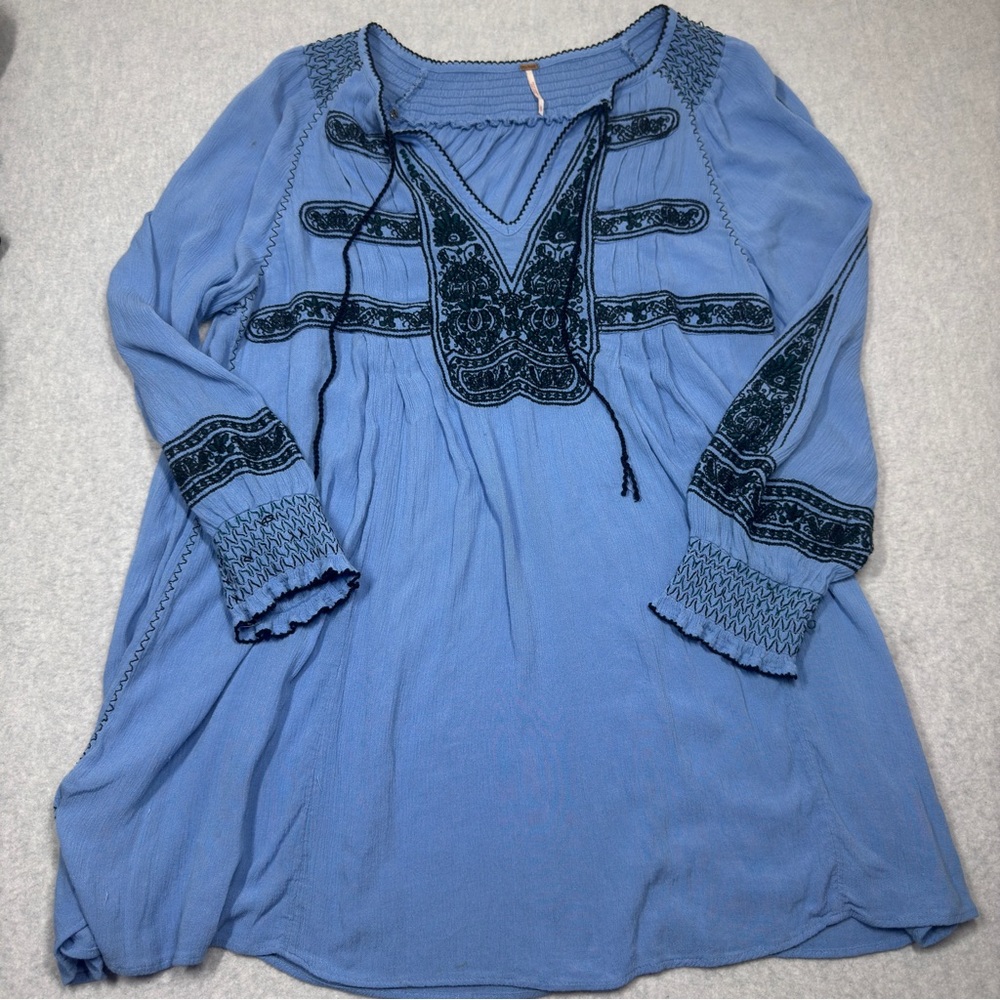Women's Blue Embroidered Sundress